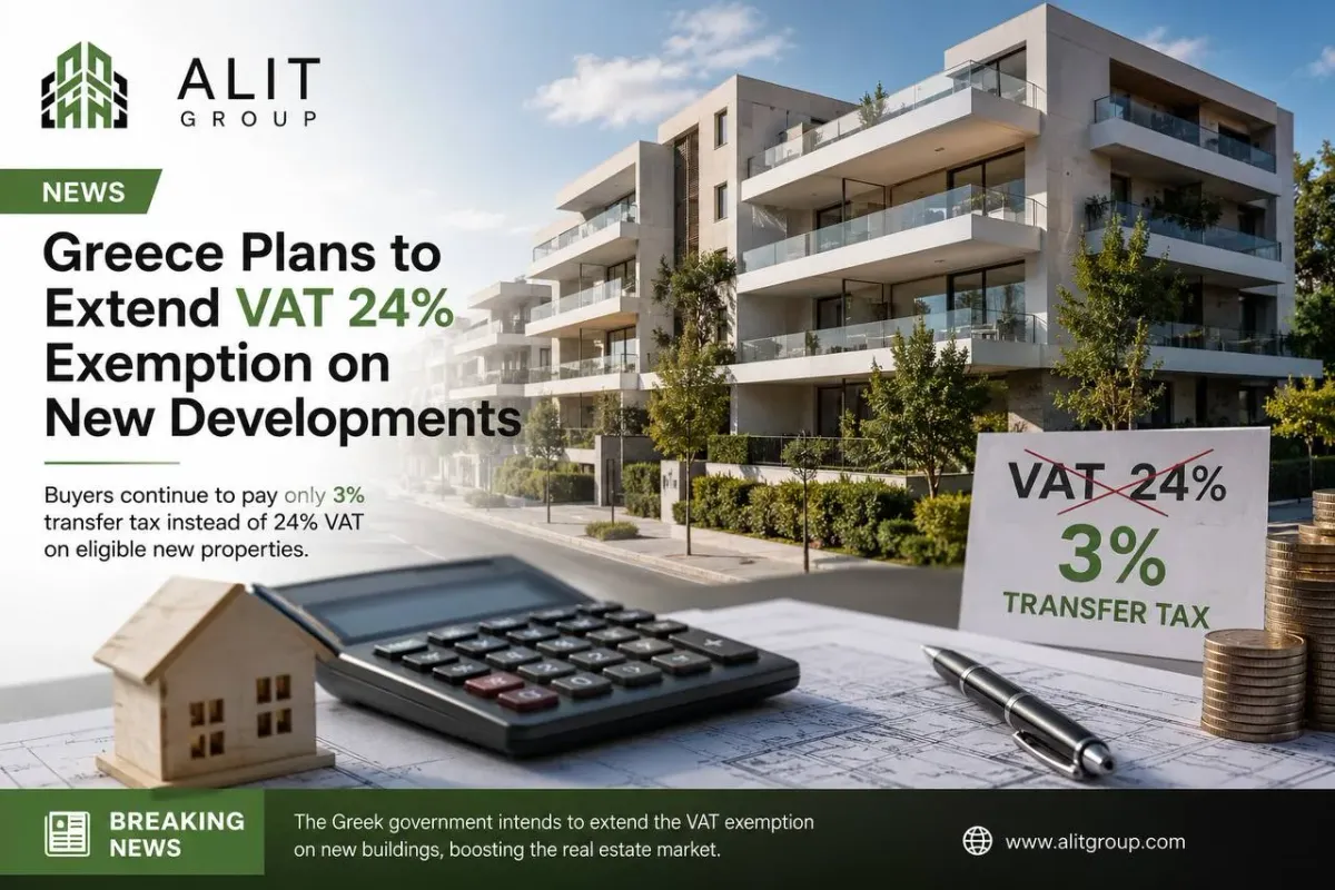 Greece Plans to Extend VAT Exemption for New Buildings: What It Means for Buyers and Investors